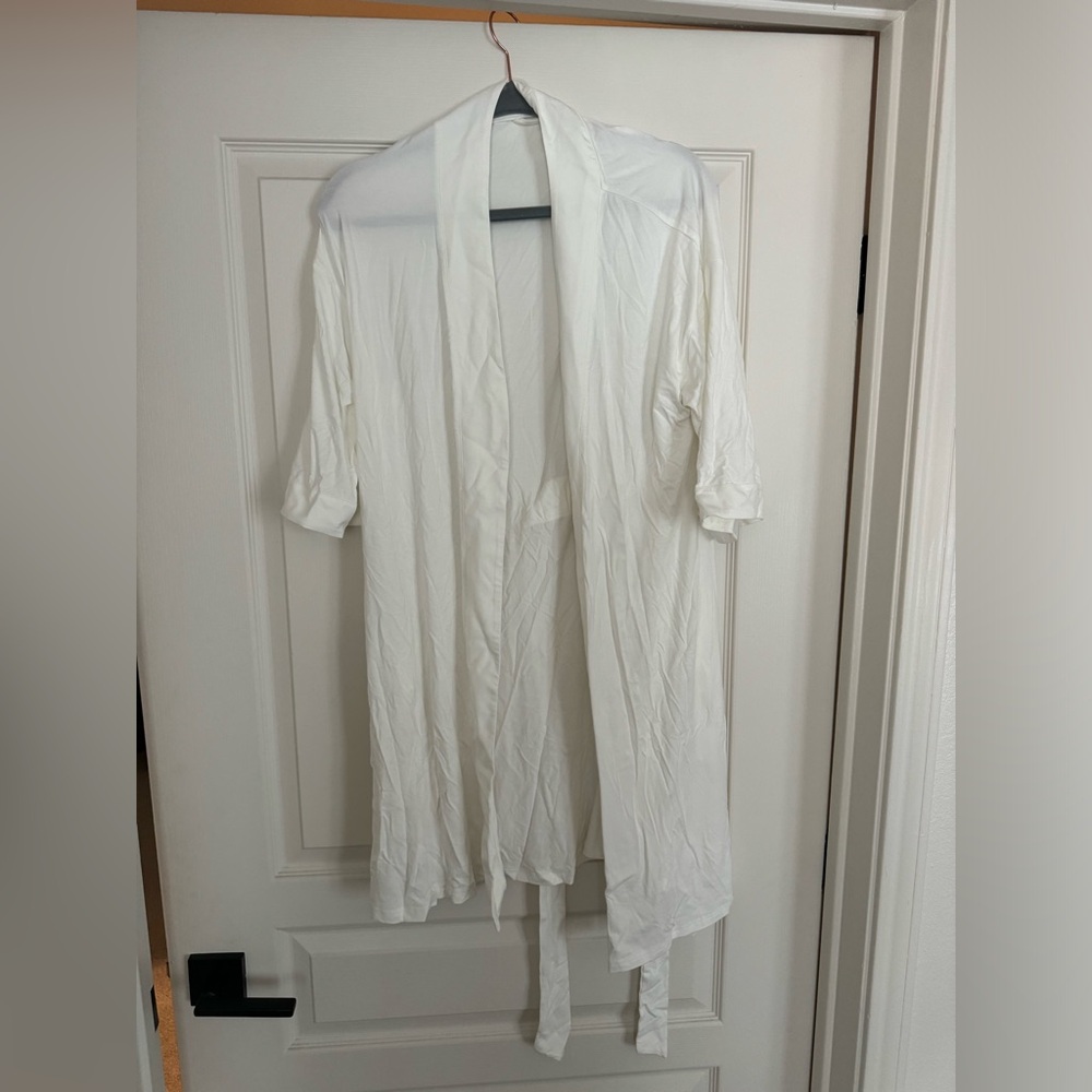 Cozy Earth Women's Stretch-Knit Bamboo Kimono Robe, Ivory, Size XS